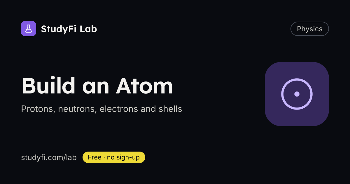Build an Atom — free interactive 3D model | StudyFi Lab
